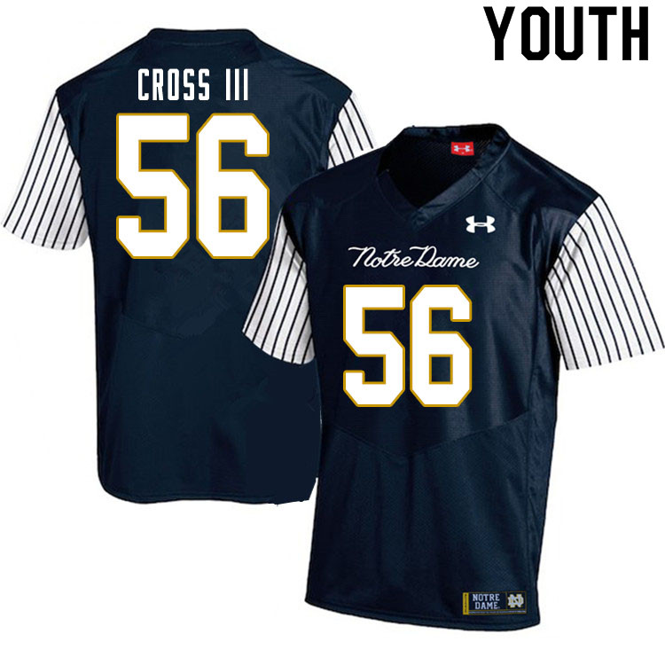 Youth NCAA Notre Dame Fighting Irish #56 Howard Cross III Stitched College Under Armour Authentic Navy Alternate Football Jersey SL10X68HY